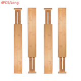 2/4PCS Adjustable Bamboo Drawer Dividers Bedroom Kitchen Drawer Storage Expandable Drawer Dividers For Cupboard Cabinet Wardrobe