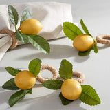 50PCS Handmade Napkin Rings Yellow Faux Lemon With Vine Napkin Ring For Wedding, Dinner Party, Banquet, Serviette