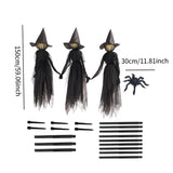 Light-Up Halloween Witches Ornaments with Stakes Set - Holding Hands Screaming for Home Outside, Holidays, Porch, Garden