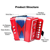 7 Keys 2 Bass Small Accordion Educational Musical Instrument Christmas Birthday Gift Toddlers Beginners