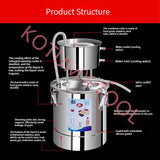 Household 10L DIY Stainless Steel Moonshine Still Alcohol Water Distiller Wine Brandy Essential Oil Brewing Kit