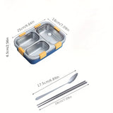 1pc, Lunch Box, 304 Stainless Steel Bento Box, 3 Compartment Food Container, For School Students And Office Workers