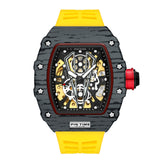 PINTIME Mechanical Man Watches Classic RM Luxury Design Automatic Visable Wristwatch 12 Color Causal Men Watch Rubber Strap Belt