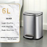 1pc Stain-resistant Small Rectangular Bin With Soft Closed Footboard, Brushed Stainless Steel Trash Can, Satin Nickel Trash Can, Home Essential , Bathroom Organizers & Storage