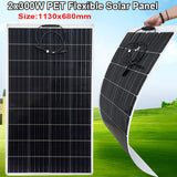 300W/600W Solar Panel Kit - PET Flexible Solar Cell Charger for 12V Battery, Ideal for Camping, RV, Car, Yacht, Boat & Marine Motorhome