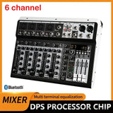 Audio Mixer Sound 2x Mono Stereo Input Professional 4 Channel Digital Mi Console for DJ Studio Stage Performance