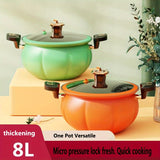 1pc Pressure Pot, Micro-pressure Pressure Pot, Pumpkin Shaped Saucepan, Household Soup Pot, Multi-purpose Pot, For Home Kitchen