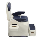 Portable Commode Toilet PU Leather Anti Odour Rotating Arms Night Light Footstool Portable Toilet for Adults Elderly Blue Indoor Bucket