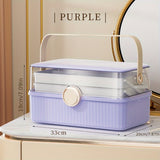 1pc Transparent 3-layer Storage Box With Cover And Handle, Large Capacity Multifunctional Dust-proof Storage Case For Keeping Cosmetics, Medicines,carrying Cases