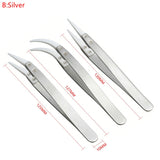 3PCS/Set Ceramic Straight Tip Electronic Soldering Tweezers Anti-Static Reverse Acid Resistant Precision Chuck Ceramic Tweezers