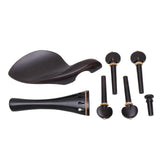 4/4 Violin Accessory Set Ebony Inlaid Boxwood Full Size Violin Accessories for Music Lover's Best Gift