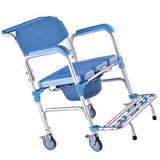 Shower Commode Wheelchair Waterproof Rolling Shower Chair with Padded Seat for Disabled Elderly Shower Commode Wheelchair