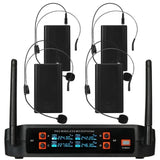 Professional VHF Wireless System 4 Channel Handheld Karaoke Microphone for Home Party Church Event TV Speaker