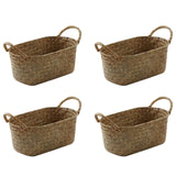 4X Handmade Woven Storage Basket Straw Food Container Makeup Organizer Rattan Breadfruit Case Holder(S,24X15x9cm)