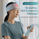 Airbag Leather Massage Headache Relief - Electric Air Pressure Massager with Heating. Head Strap for Muscle Relax and Kneading.