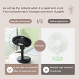 Standing Fan - 6 Inch Folding Portable with Telescopic/USB, Rechargeable Battery, 3 Speeds, Super Quiet, Adjustable Height