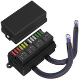 Pre-Wired and with 4 Relays&12 Way ATC/ATO Fuses Sealed 12V Relay Fuse Box Block for Auto Car