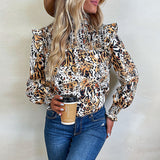 Fashion Women's Wear Leopard-print Long-sleeved Shirt
