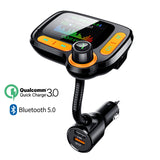 JINSERTA Car MP3 Music Player Bluetooth AUX Car Kit Wireless Handsfree Audio Receiver QC3.0 USB Fast Charger FM Transmitter