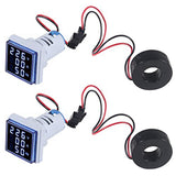2PCS Current Voltage Hertz Meters Digital 3In1 22Mm Voltmeter Ammeter Hz Meter Current Frequency Indicator AC 60-500V