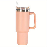 1pc Reusable Vacuum Tumbler With Straw 30oz/40oz - Double Layer Stainless Steel Insulated Drinking Cup, Car Handy