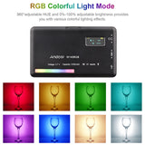 Andoer W140 RGB LED Video Fill Light Portable CRI95+ 2500K-9000K Dimmable 20 Lighting Effects for Vlog Live Streaming