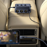 Car Chargers 128W PD+QC3.0 Quick Charging Adapter 3-Socket Power Splitter 12-24V with 4 USB Ports Volatge Display On-Off Switch