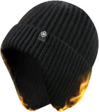Thick Fleece ed Beanie Hats with Earflap, Warm Hat Men Women, Windproof Knit Skull Cap for Winter Outdoor