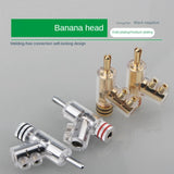 Self-Locking Banana Plug Hi-End Copper Speaker Terminal Connector Y-Shaped Adapter Rhodium Plated 1Pair