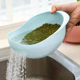 Clean the plastic bowl of rice with a filter, 1 unit, effectively cleaning small grains and kitchen utensils