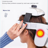 Electric Head Massager with Eye Massage - Relieve Stress with Air Pressure, Vibration Therapy, Scalp Relaxation, Hot Compress, and Bluetooth Music.