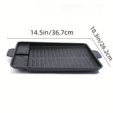 1pc Non-stick Grill Pan, Smokeless Rectangular Grill Pan Medical Stone Griddle Pan Baking Tray Barbecue Hot Plate
