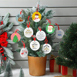 100 Piece Christmas Sublimation Blanks Holes White Acrylic Round Ornament With Red Ribbon