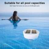 Chlorine-Free Solar Copper Pool Ionizer - 85% Less Chlorine, Auto Switch RGB Night Light, Up to 35000 Gal