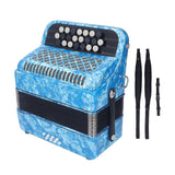 22 Key 8 Bass Accordion Professional Anti Slip Sensitive Button Accordion Musical Instrument with Strap Sky Blue