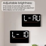 Large LED Wall Clock with Temp, Humidity, Date, Time, Week Display - Multifunctional Electronic Alarm Clock for Home Living Room