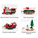 Santa Claus Tree Decoration Trains Electric Christmas Train Toys Gifts for Kids Railway Cars Racing Tracks With Music