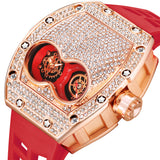 PINTIME Men's Watch Fashion Diamond Iced Out Case Silicone Strap Luxury Quartz Wristwatches Montre Relogios Masculino Hot Sale