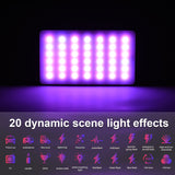 Andoer W140 RGB LED Video Fill Light Portable CRI95+ 2500K-9000K Dimmable 20 Lighting Effects for Vlog Live Streaming