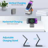 3 In 1 Magnetic Wireless Charger Stand Pad for iPhone 15 14 13 12 IWatch Foldable Fast Charging Dock Station Plastic