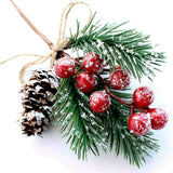 Red Berry Stems Pine Branches Evergreen Christmas Berries Decor 16 PCS Artificial Pine Cones Branch Craft Wreath Pick