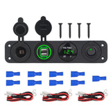 DIY 4 Hole Panel 4.2A Dual Usb Charger Cigarette Lighter Switch VoltMeter 60CM Cable for Car Boat Trailer Vehicles Truck Yacht