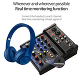 4 Channel USB Audio Mixer Wireless Microphone Studio Sound Mixers with Bluetooth DJ Console Mi for Karaoke