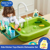 48PCS Kids Simulation Electric Dishwasher Pretend Play Mini Kitchen Food Educational Summer Cosplay Girls Toys