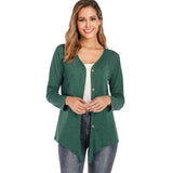 Women's V-neck Button Long-sleeved Cardigan T-shirt Bottoming Shirt