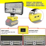 35W LED Work Light Outdoor Portable Emergency Rechargeable Flashlight for 14.4V-18V Li-ion Battery