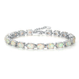 Silver Plated Oval Opal Bracelet Women's Jewelry