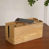 1PCS Wooden Table Wire Cable Organizer Solid Wooden Junction Box Cable Winder Storage Box Desktop Clip Holder For TV Box