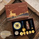 Set Vintage Kit Wedding Invitation Postcard Seag Wax Beads Seal Stamp Melting Gift Packing Box