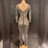 Luxury temperament, full flash lens runway show, singing stage dress, personalized fashion, backless and slimming effect